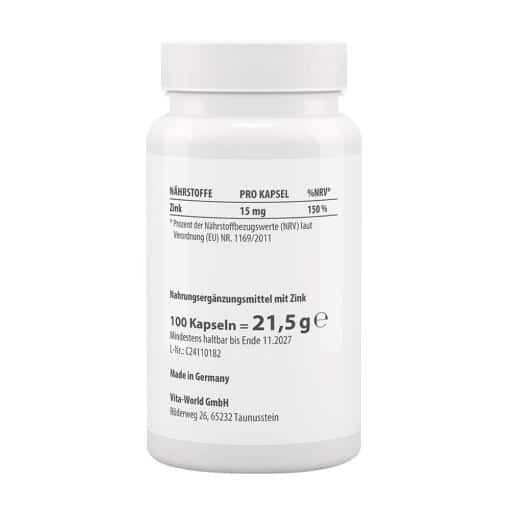 Vitaworld - Zink 15 mg, 100 kapslar - Bild 2