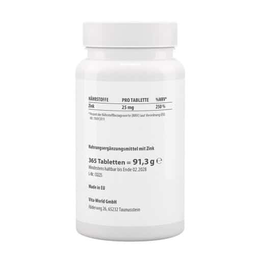 Vitaworld - Zink 25 mg, 365 tabletter - Bild 2