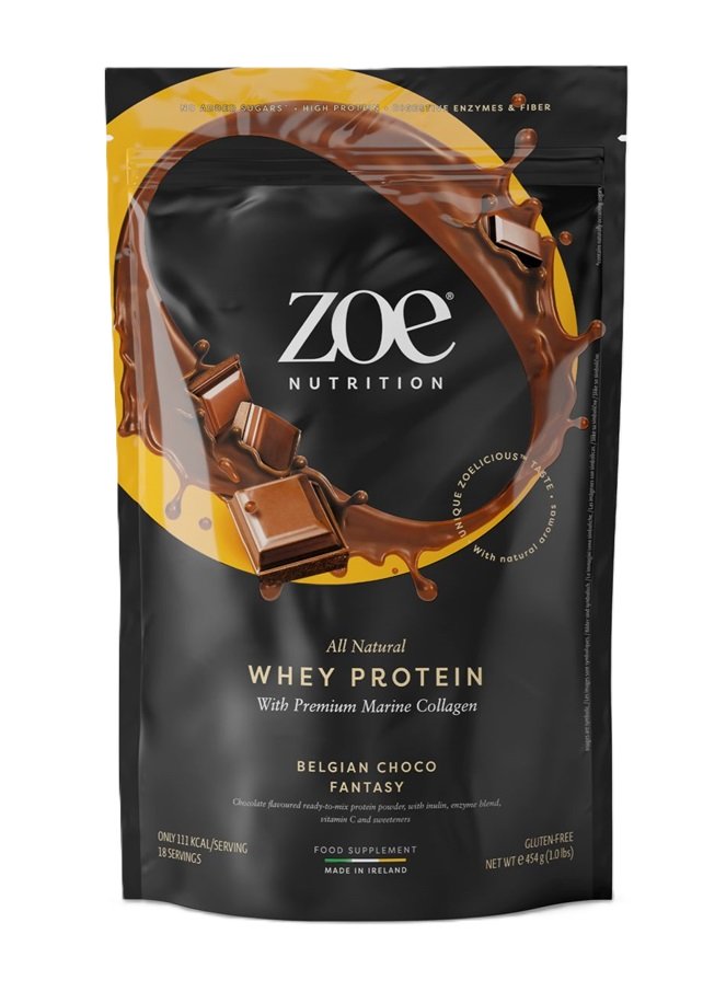 ZOE Nutrition - Vassleprotein med Premium Marint Kollagen, Belgisk Chokladdröm - 454g | HälsokostVassleproteinKollagen | Apoteka