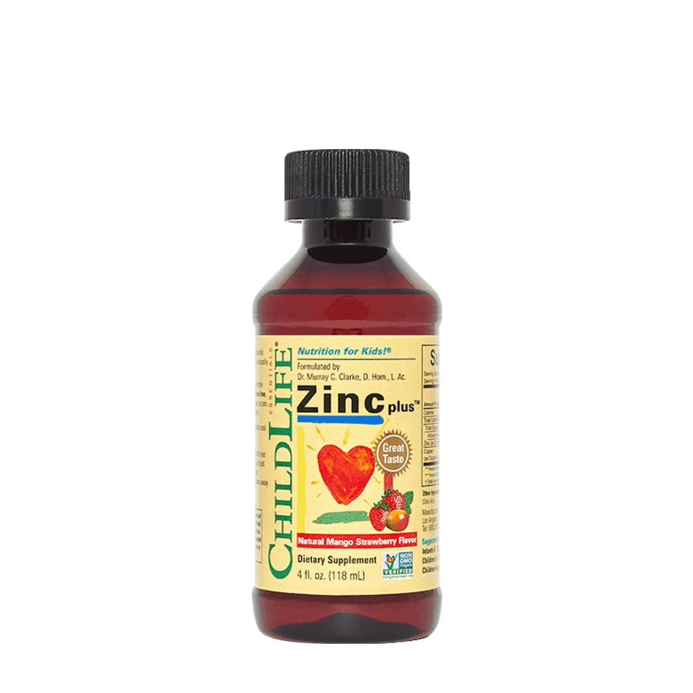 ChildLife - Zinc Plus, Naturlig Mango och Jordgubb - 118 ml | Vitaminer och MineralerVeganska produkterHälsa och välbefinnandeHälsokostBarns hälsa | Apoteka