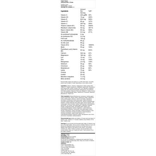 Higher Nature - Advanced Multi, 90 tabletter - Bild 2