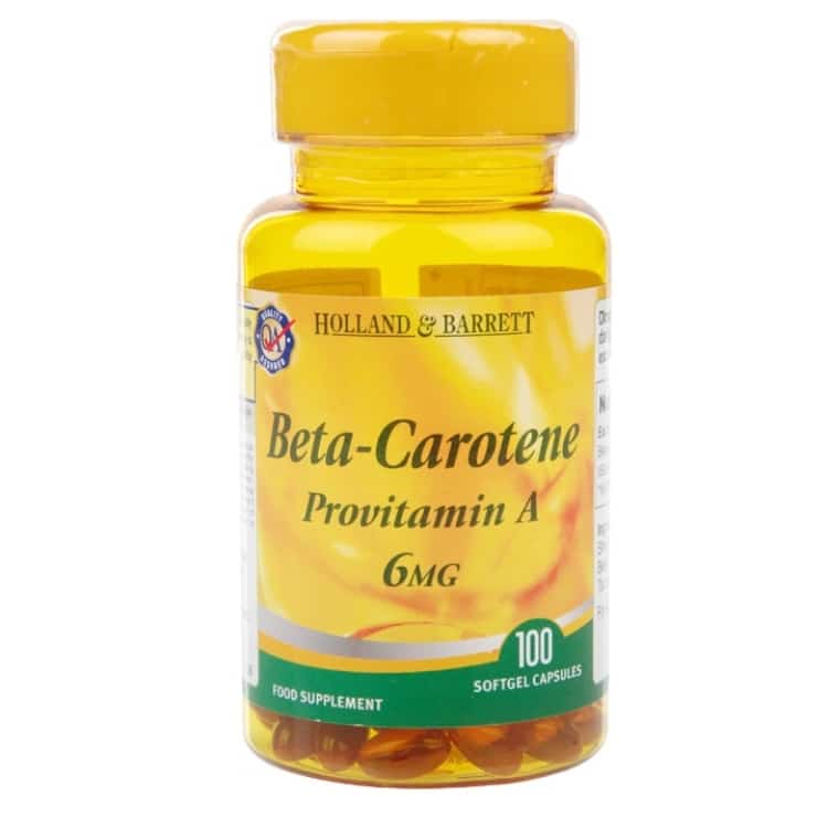 Holland &amp; Barrett - Betakaroten, 6 mg, 100 kapslar | Vitaminer och MineralerHälsa och välbefinnandeÖgonhälsaHälsokostVitamin C | Apoteka