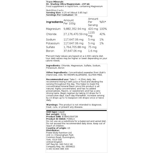 Trace Minerals - Dr. Starkey Ultra Magnesium, 237 ml - Bild 2