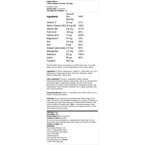 Higher Nature - Sköldkörtelstöd, 60 kapslar - Bild 2