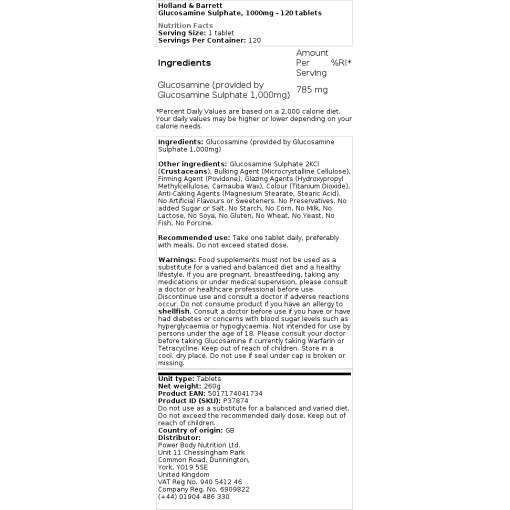 Holland & Barrett - Glukosaminsulfat, storlek - Bild 2