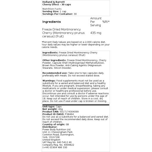 Holland & Barrett - Körsbärseffekt, 30 kapslar - Bild 2
