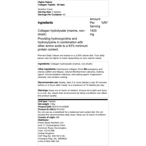 Higher Nature - Kollagentabletter, 90 tabletter - Bild 2