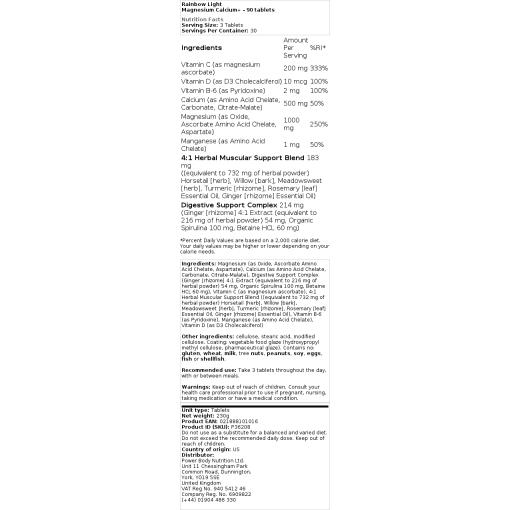 Rainbow Light - Magnesium Calcium+, storlek - Bild 2
