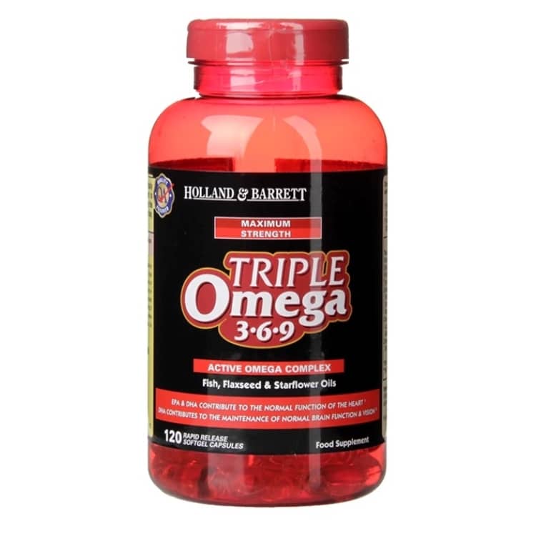 Holland &amp; Barrett - Maximal Styrka Triple Omega 369, 120 kapslar | Omegas - EFA - CLA - oljorOmega och fiskoljaHälsokostLinfröoljaOmega & Näringsoljor | Apoteka