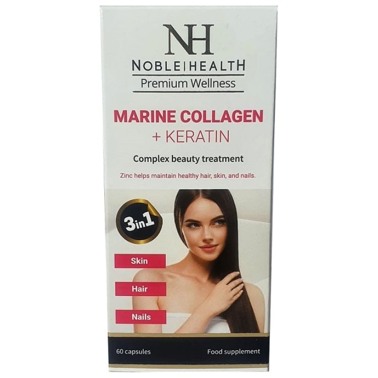 Noble Health - Marin Kollagen + Keratin, 60 kapslar | Vitaminer och MineralerHälsa och välbefinnandeKosttillskott för kvinnorHår och naglarHälsokostKollagenFräsch hud | Apoteka