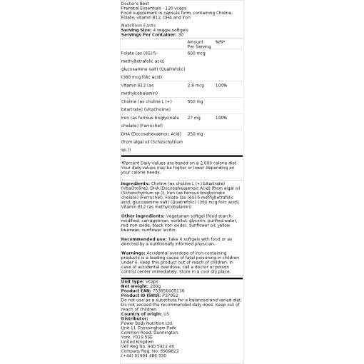 Doctor's Best - Prenatal Essentials, 120 kapslar - Bild 2