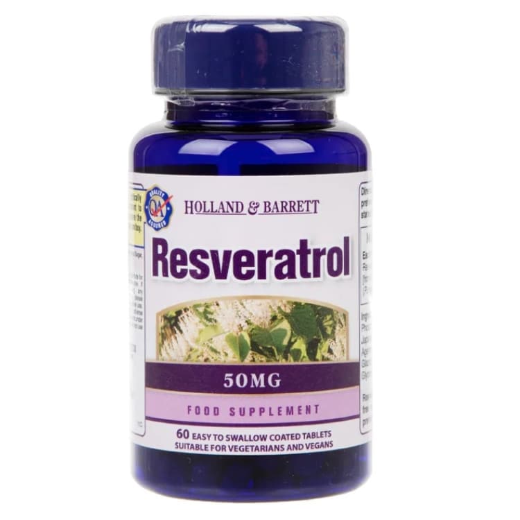 Holland &amp; Barrett - Resveratrol, 50 mg, 60 tabletter | Vitaminer och MineralerVeganska produkterHälsa och välbefinnandeHälsokostResveratrol | Apoteka