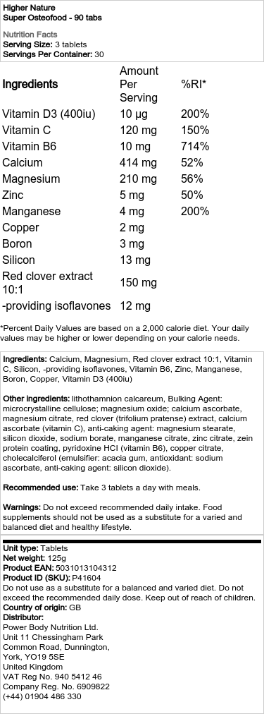 Higher Nature - Super Osteofood, 90 tabletter - Bild 2