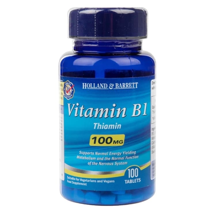 Holland &amp; Barrett - Vitamin B1, 100 mg, 100 tabletter | Vitaminer och MineralerHälsa och välbefinnandeVissa vitaminerB-vitaminHälsokost | Apoteka