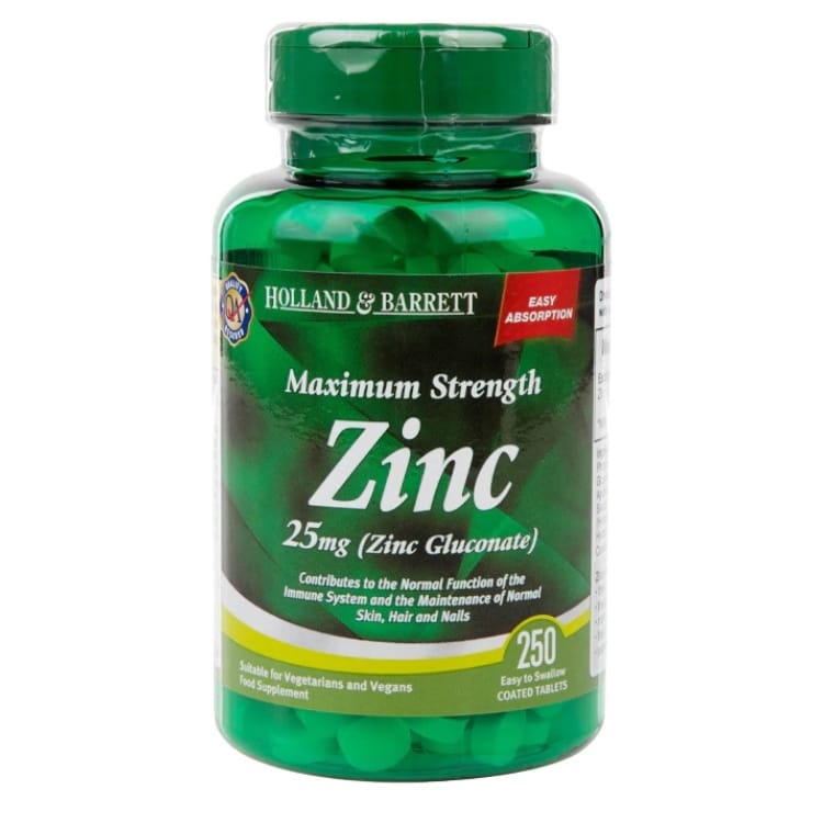Holland &amp; Barrett - Zinkglukonat, 25 mg, 250 tabletter | Vitaminer och MineralerVissa mineralerZinkHälsa och välbefinnandeHälsokost | Apoteka